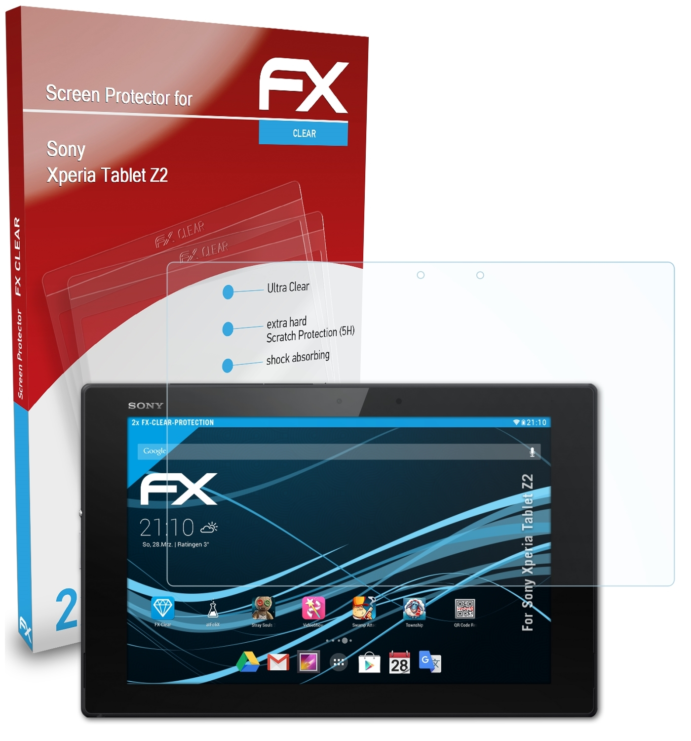 ATFOLIX 2x FX-Clear Tablet Xperia Sony Z2) Displayschutz(für