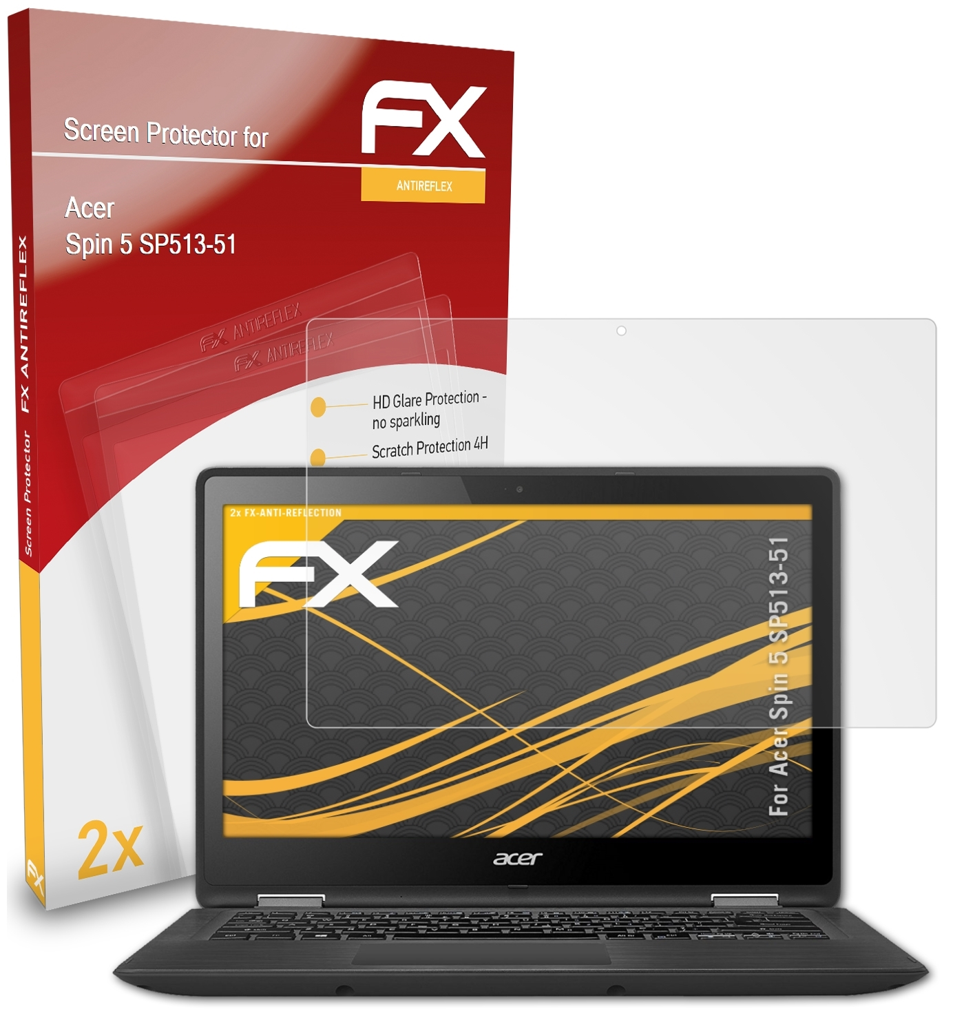ATFOLIX 5 Displayschutz(für 2x Spin SP513-51) FX-Antireflex Acer