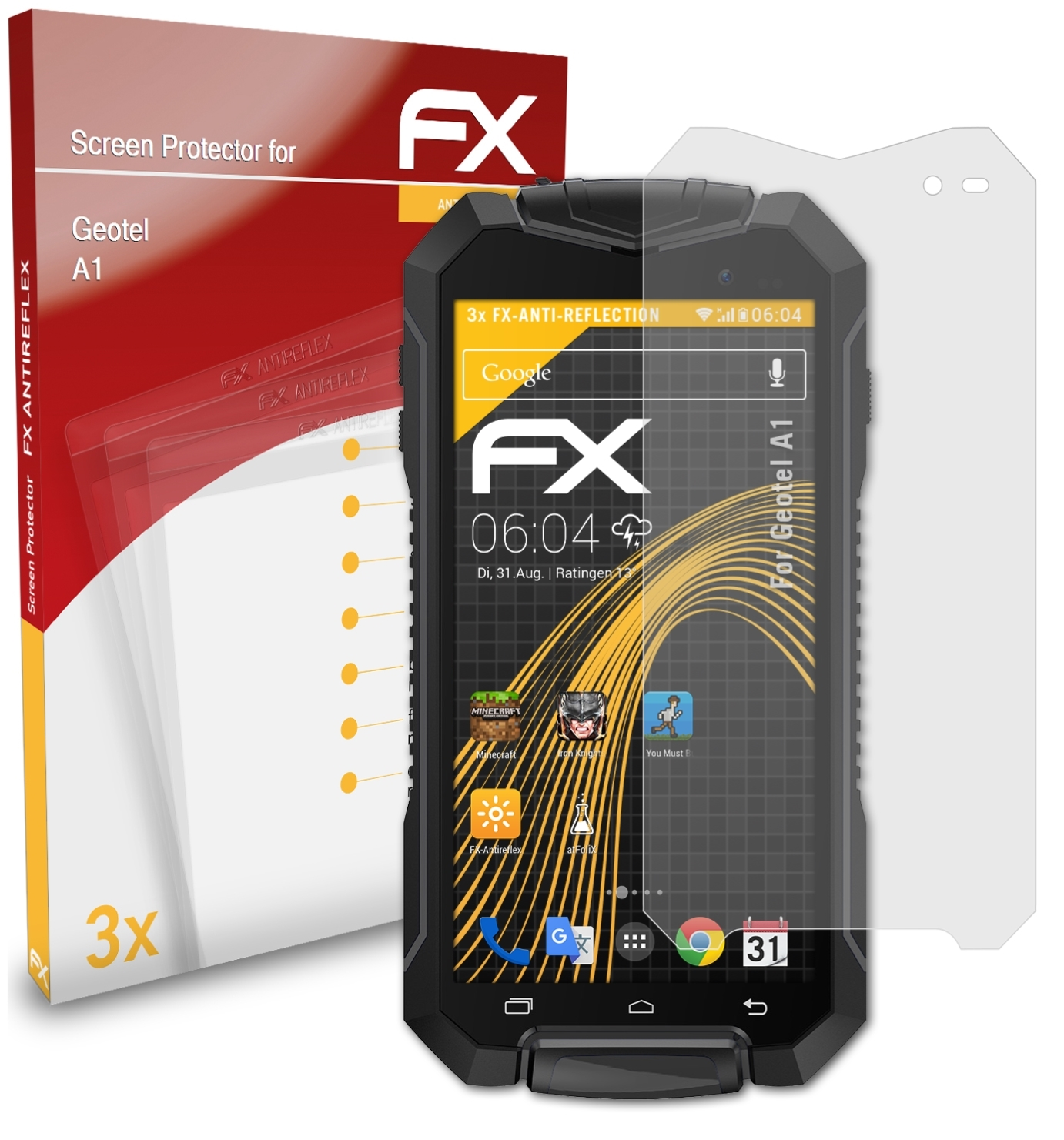 ATFOLIX 3x A1) Displayschutz(für Geotel FX-Antireflex