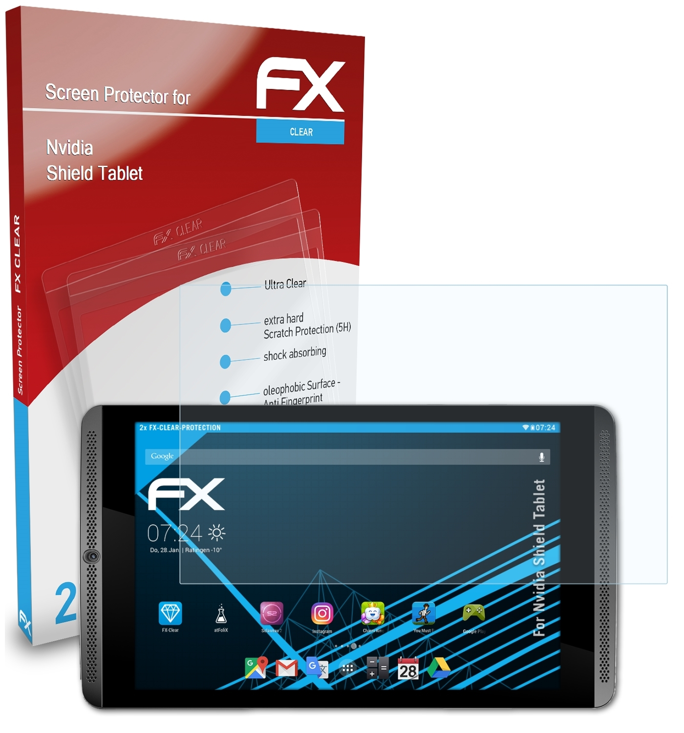 ATFOLIX 2x FX-Clear Displayschutz(für Shield Tablet) Nvidia