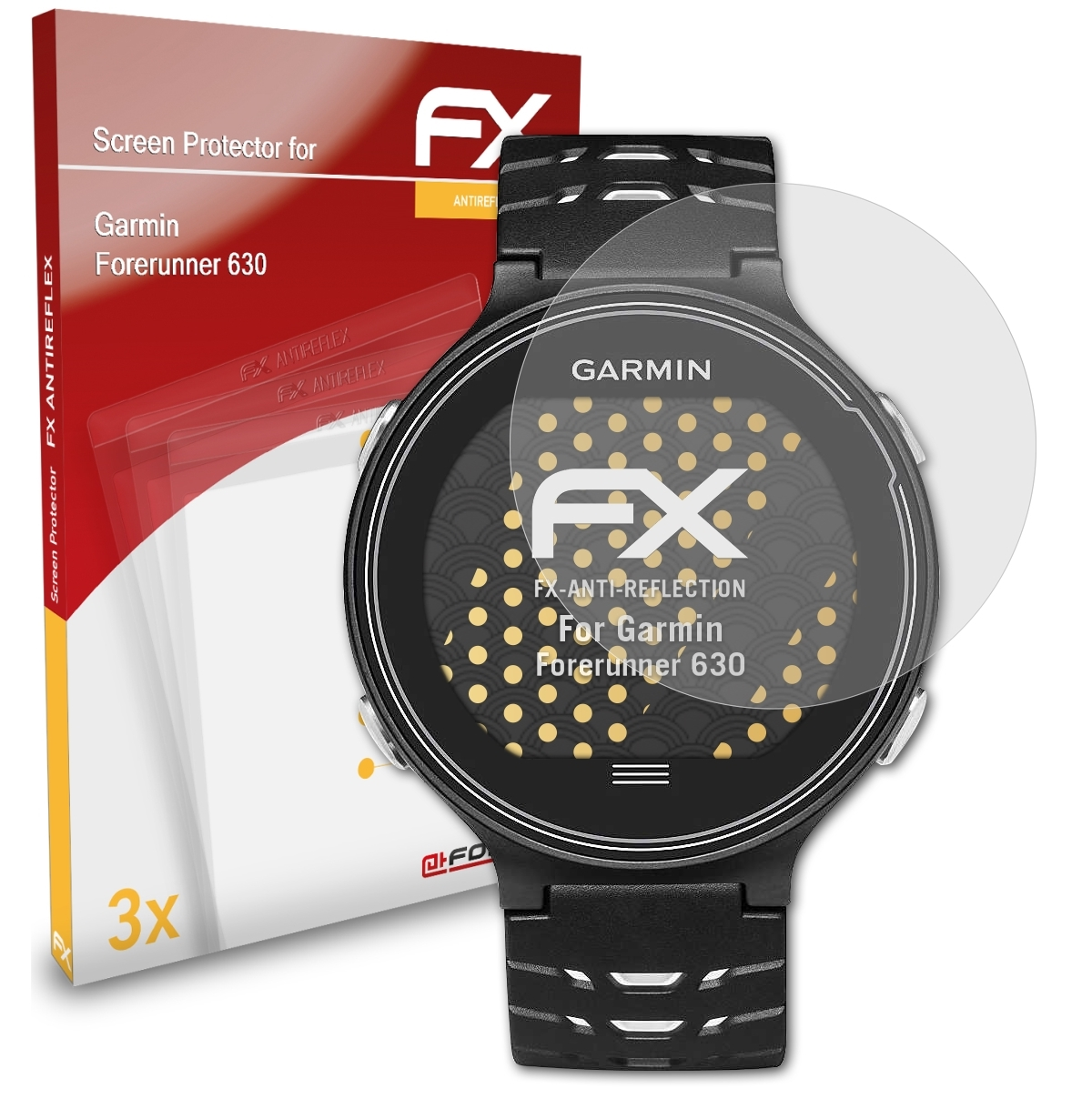 ATFOLIX 3x FX-Antireflex Displayschutz(für Garmin 630) Forerunner