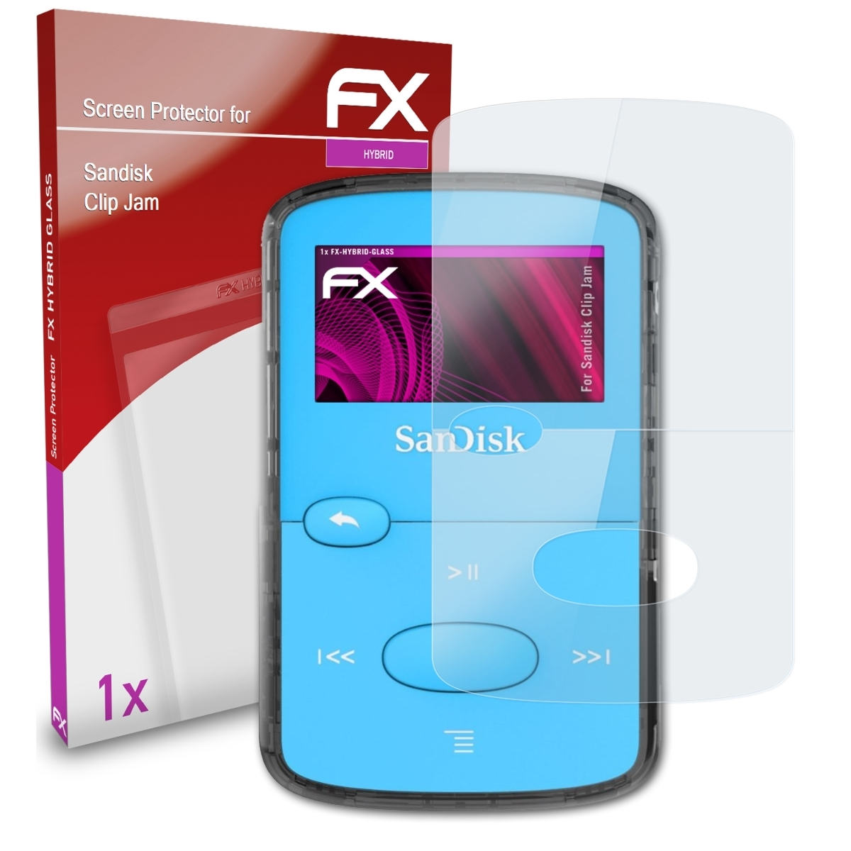 ATFOLIX Jam) FX-Hybrid-Glass Sandisk Schutzglas(für Clip
