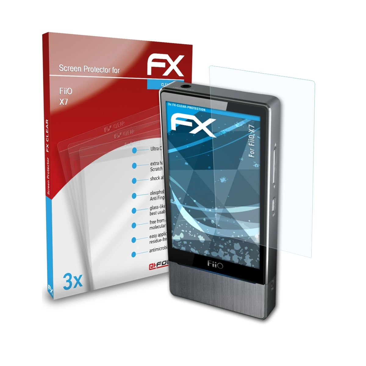 3x FiiO FX-Clear ATFOLIX X7) Displayschutz(für