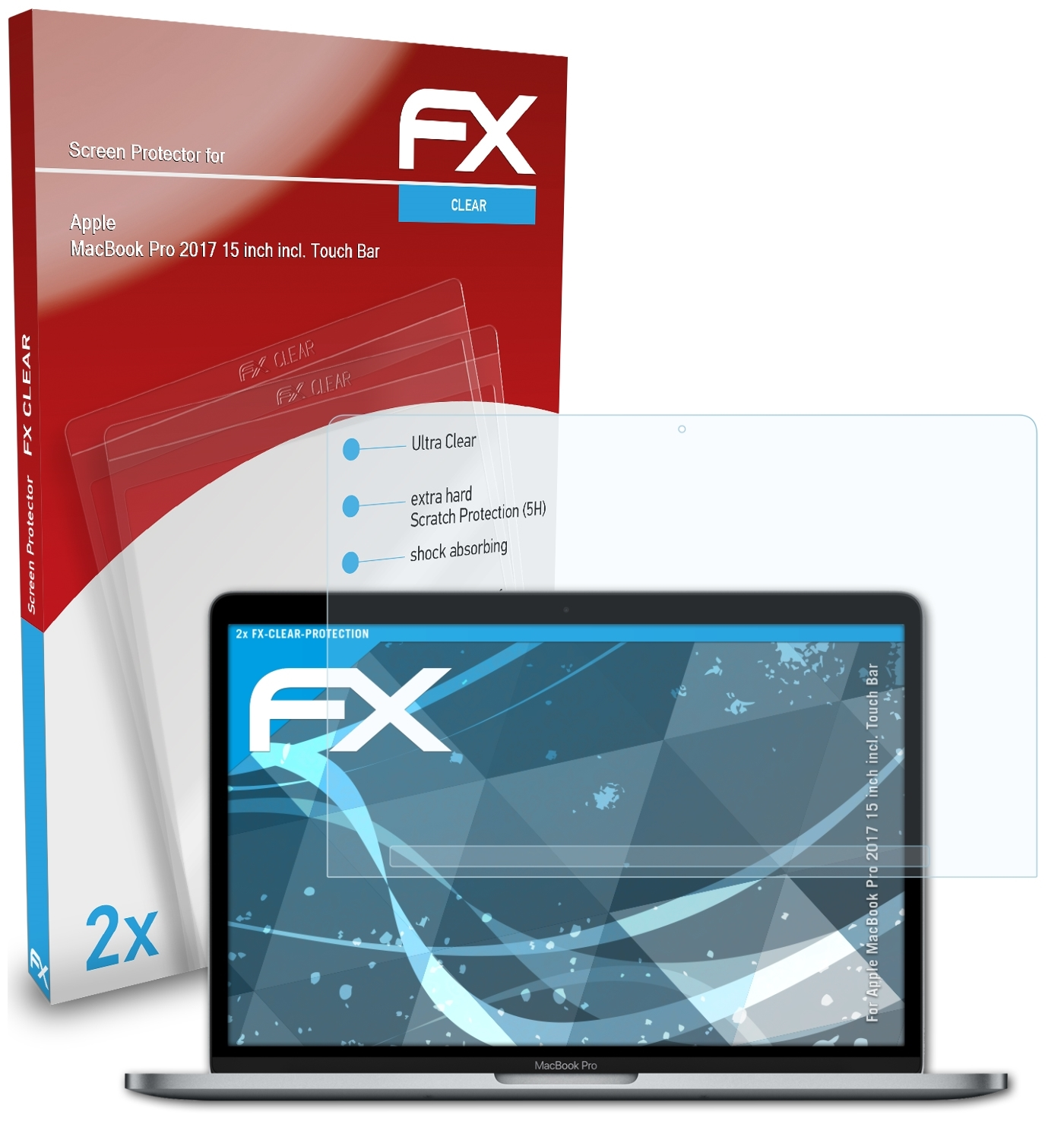 Pro (incl. FX-Clear Apple Displayschutz(für ATFOLIX inch Touch 2017 2x Bar)) 15 MacBook