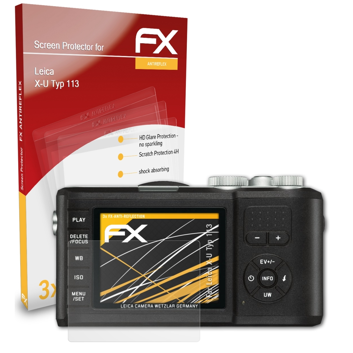 ATFOLIX 3x FX-Antireflex Displayschutz(für Leica (Typ 113)) X-U