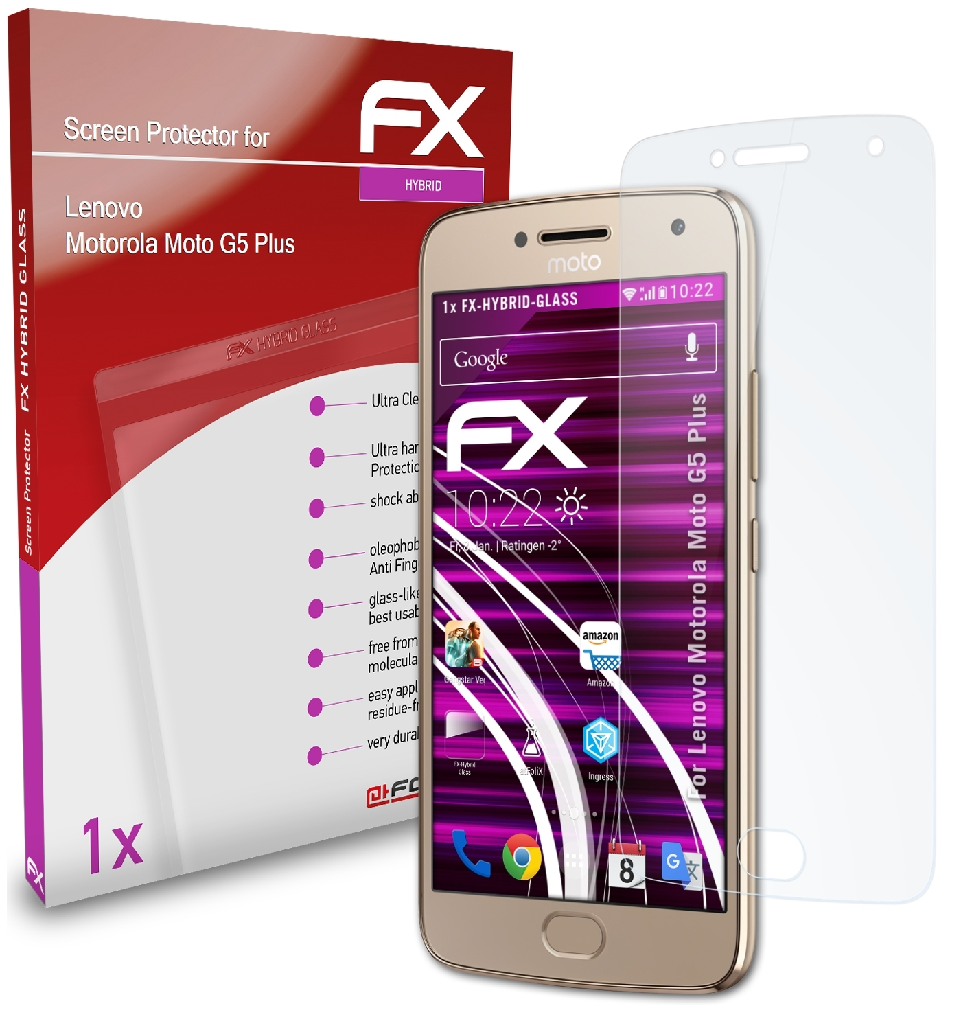ATFOLIX FX-Hybrid-Glass Schutzglas(für Lenovo Motorola Moto Plus) G5