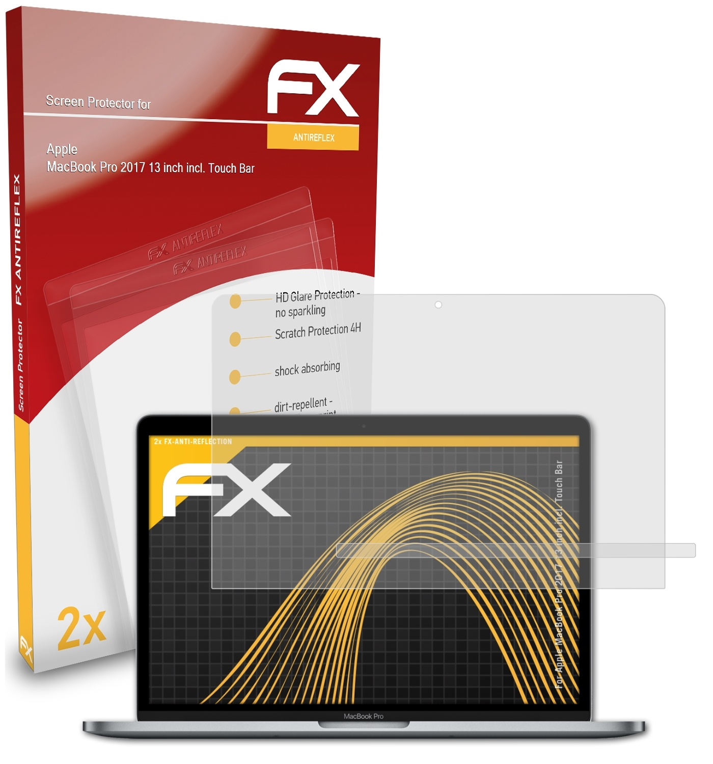 ATFOLIX 2x FX-Antireflex Displayschutz(für (incl. Apple Touch MacBook Pro 2017 13 Bar)) inch
