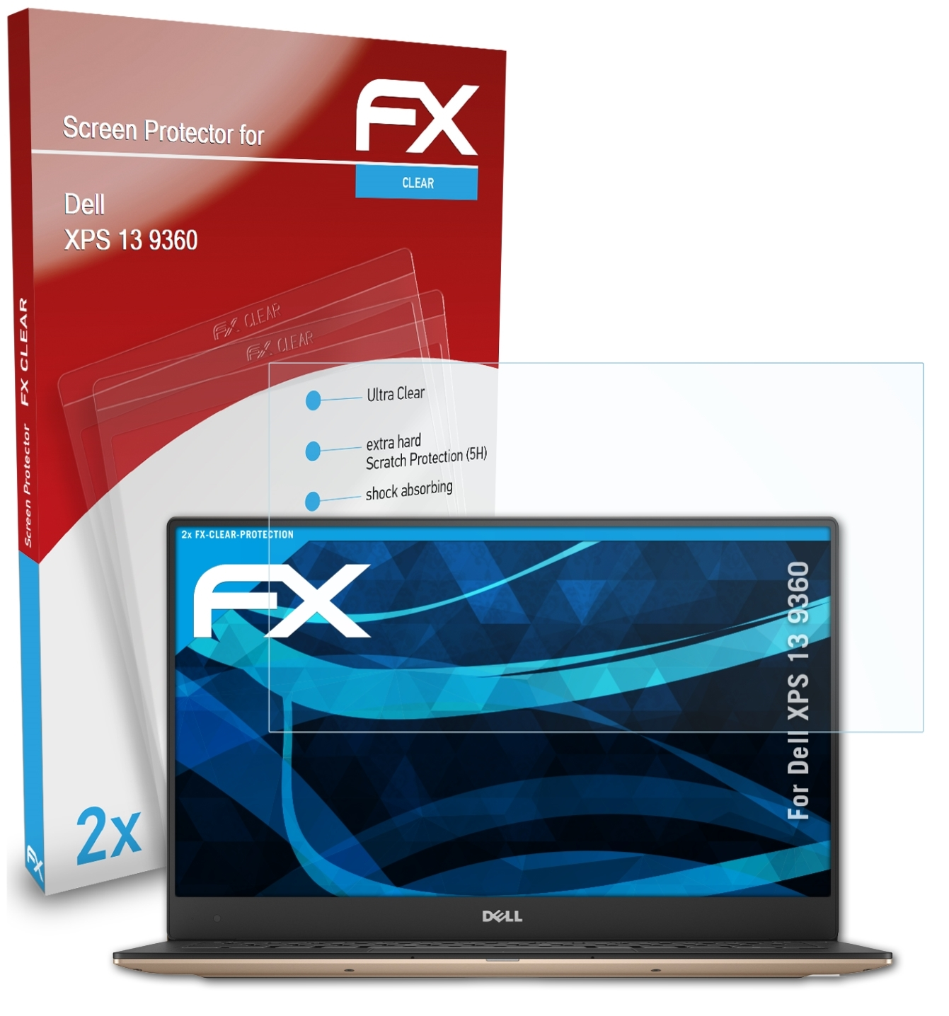 ATFOLIX 2x FX-Clear (9360)) 13 XPS Displayschutz(für Dell