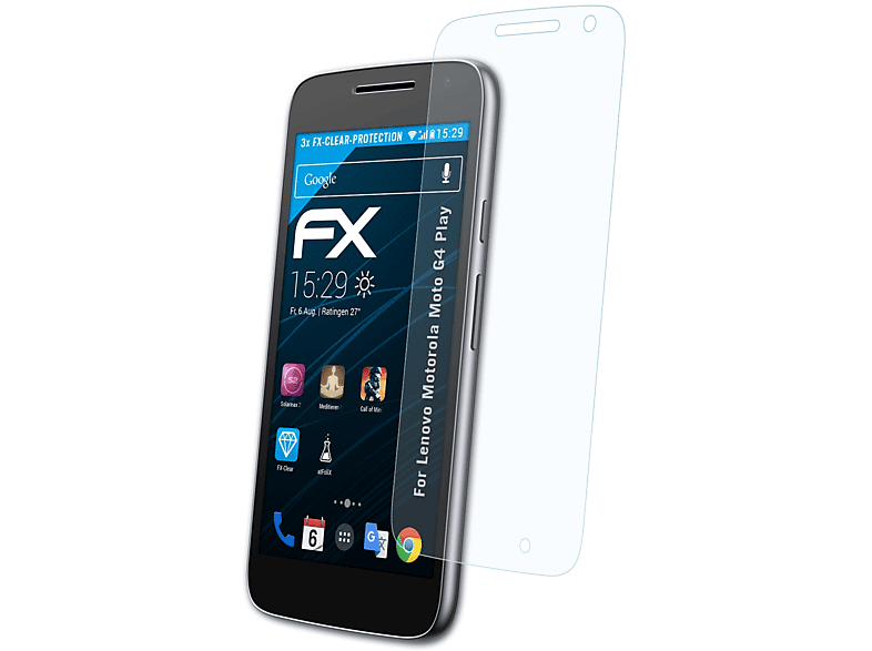 ATFOLIX 3x FX-Clear Displayschutz(für Lenovo Motorola Moto G4 Play)