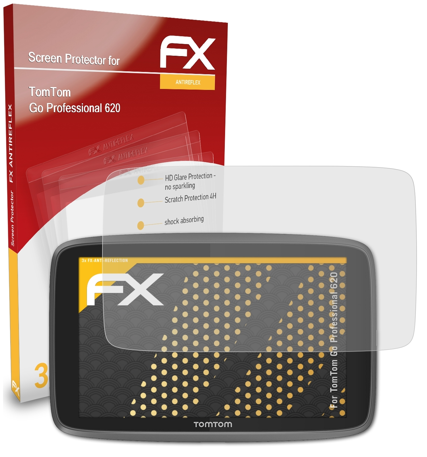 ATFOLIX 3x FX-Antireflex Displayschutz(für Professional Go TomTom 620)