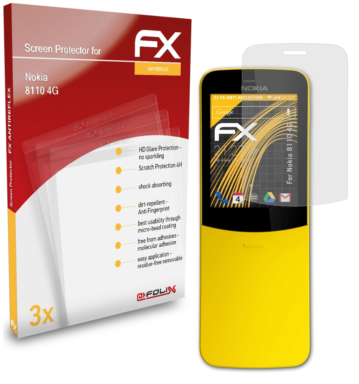 Nokia 4G) FX-Antireflex ATFOLIX 3x 8110 Displayschutz(für