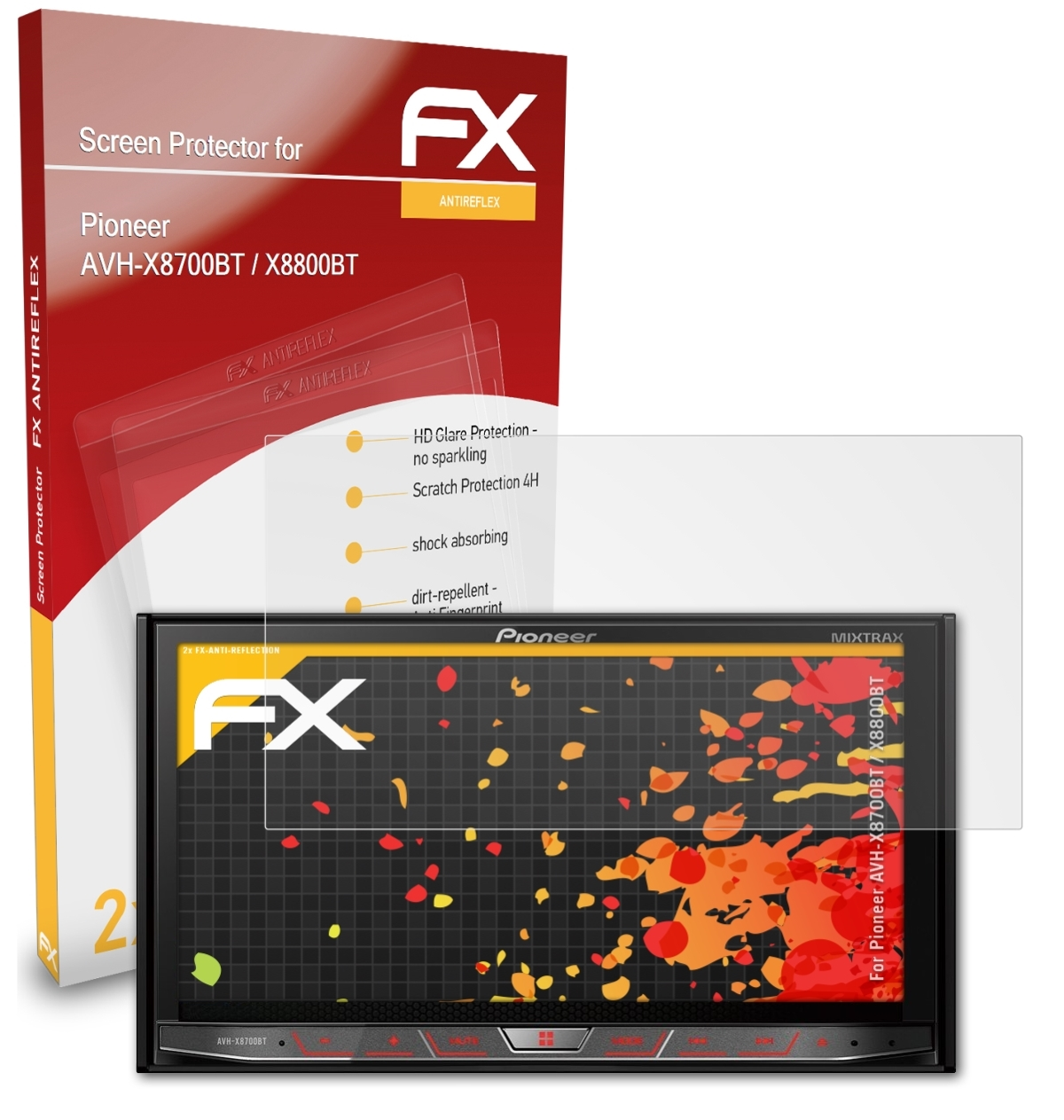 ATFOLIX 2x Pioneer / FX-Antireflex Displayschutz(für X8800BT) AVH-X8700BT