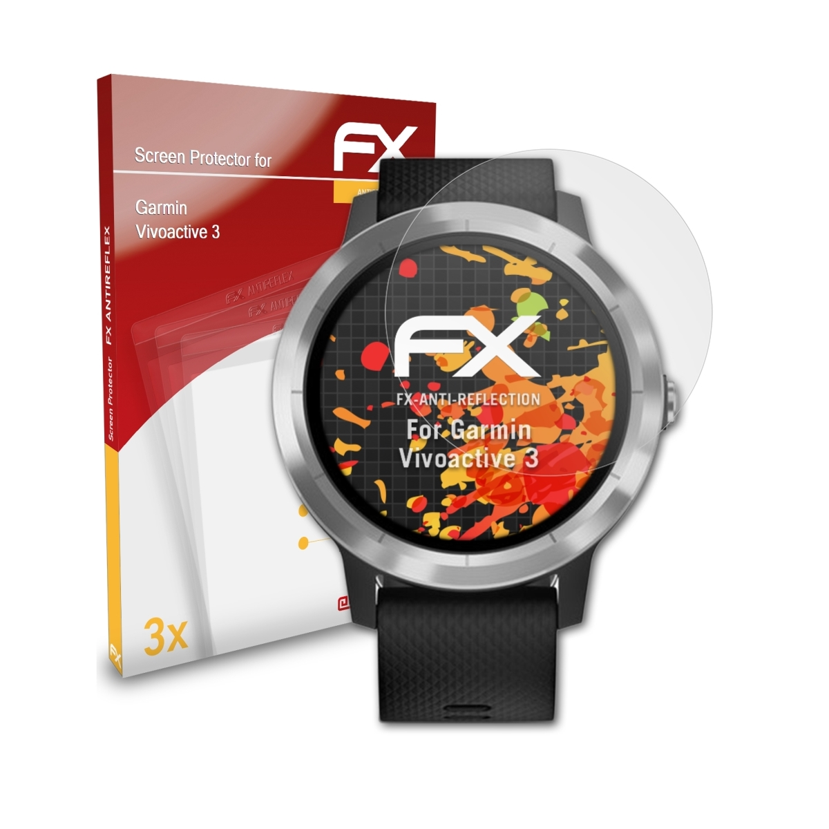 ATFOLIX 3x Vivoactive 3) Garmin Displayschutz(für FX-Antireflex