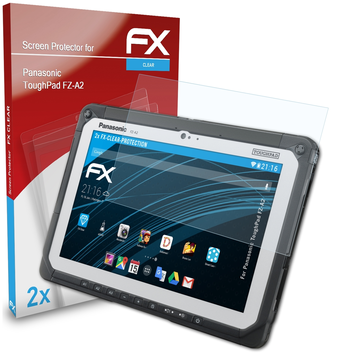 ATFOLIX 2x FX-Clear ToughPad FZ-A2) Displayschutz(für Panasonic