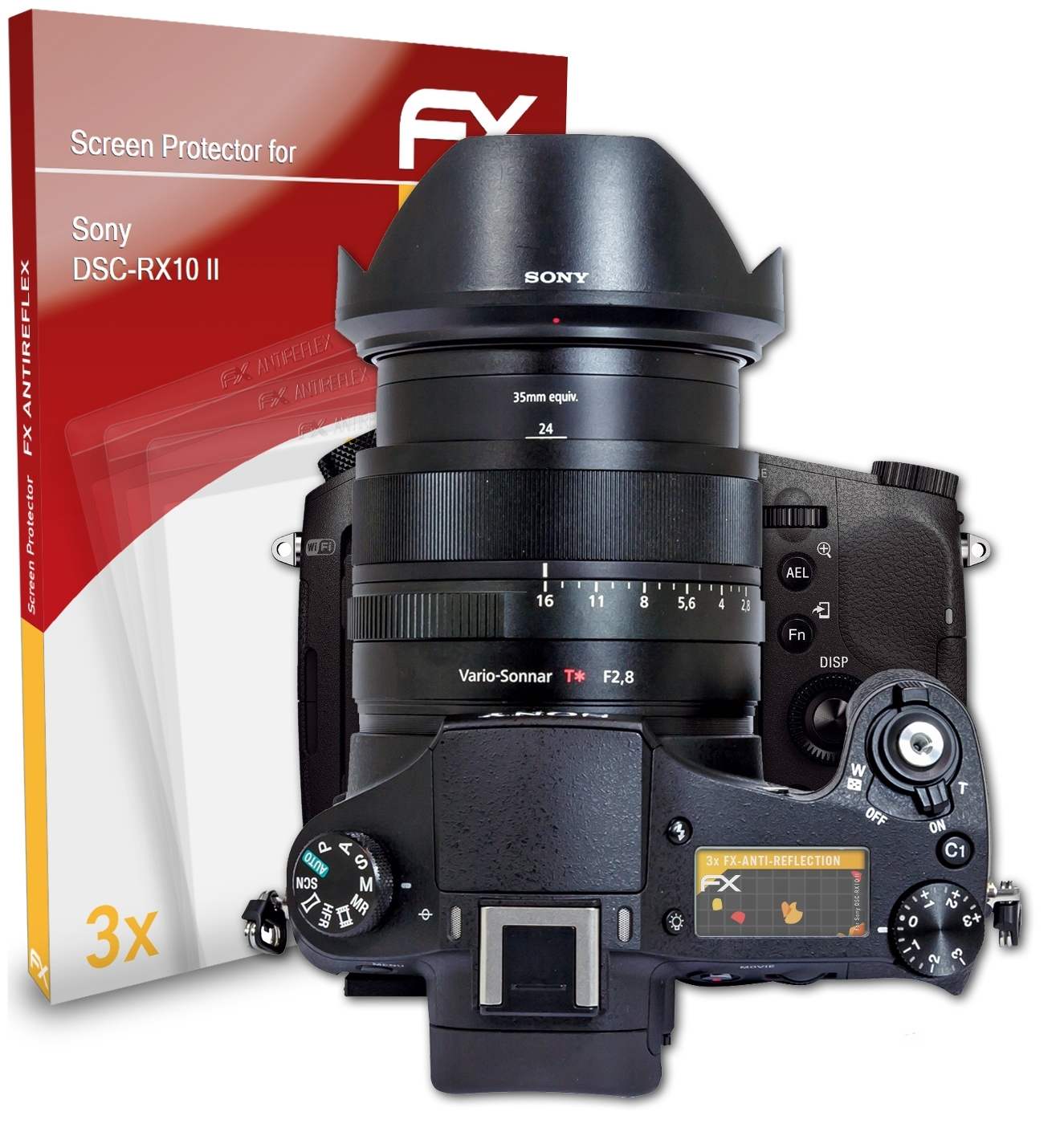 DSC-RX10 II) Displayschutz(für Sony FX-Antireflex ATFOLIX 3x