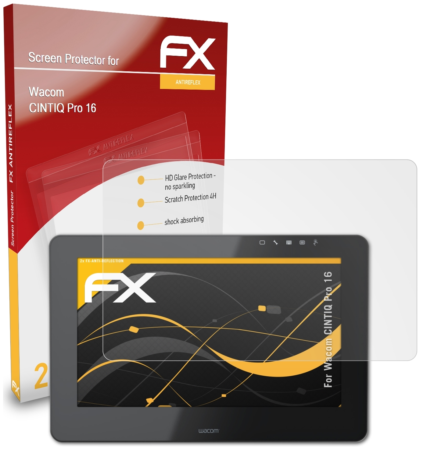 ATFOLIX 2x FX-Antireflex Wacom Displayschutz(für Pro 16) CINTIQ