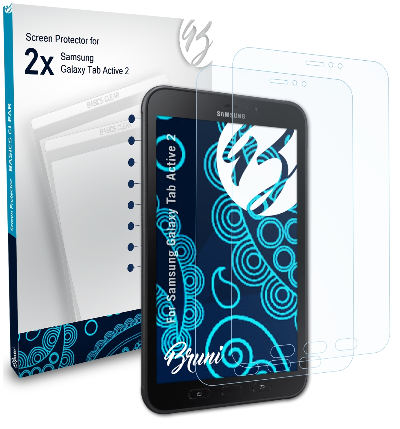 Basics-Clear Tab 2x Galaxy Active Samsung 2) BRUNI Schutzfolie(für