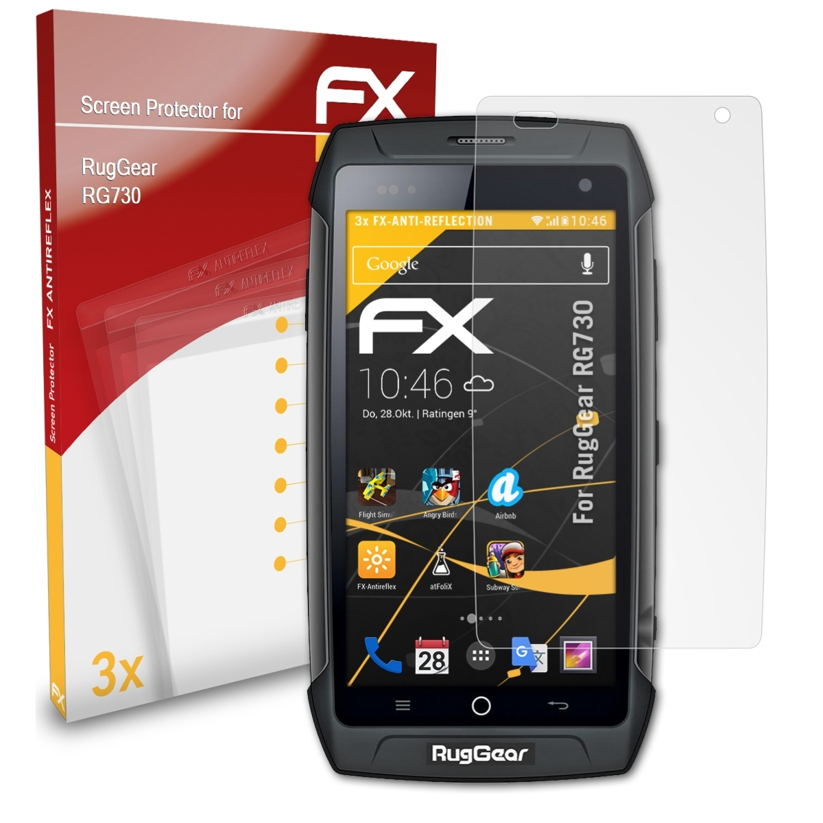 RugGear FX-Antireflex 3x Displayschutz(für RG730) ATFOLIX