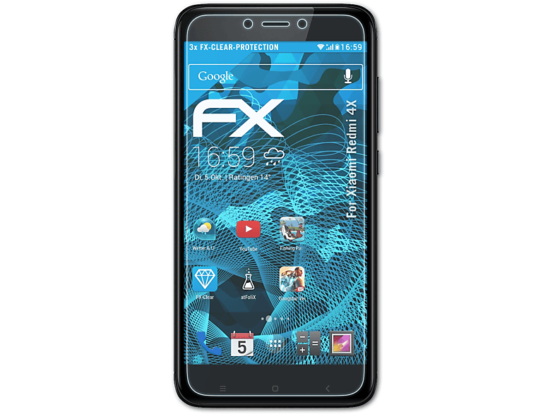 ATFOLIX 3x FX-Clear Displayschutz(für Xiaomi Redmi 4X)