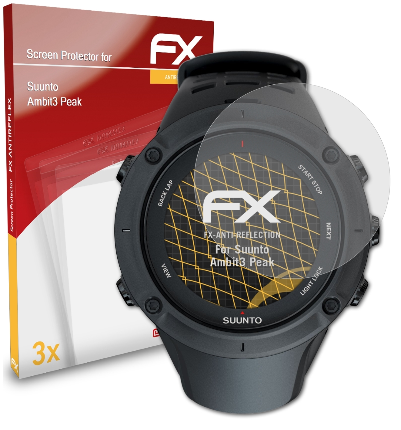 ATFOLIX 3x Suunto Displayschutz(für Peak) Ambit3 FX-Antireflex
