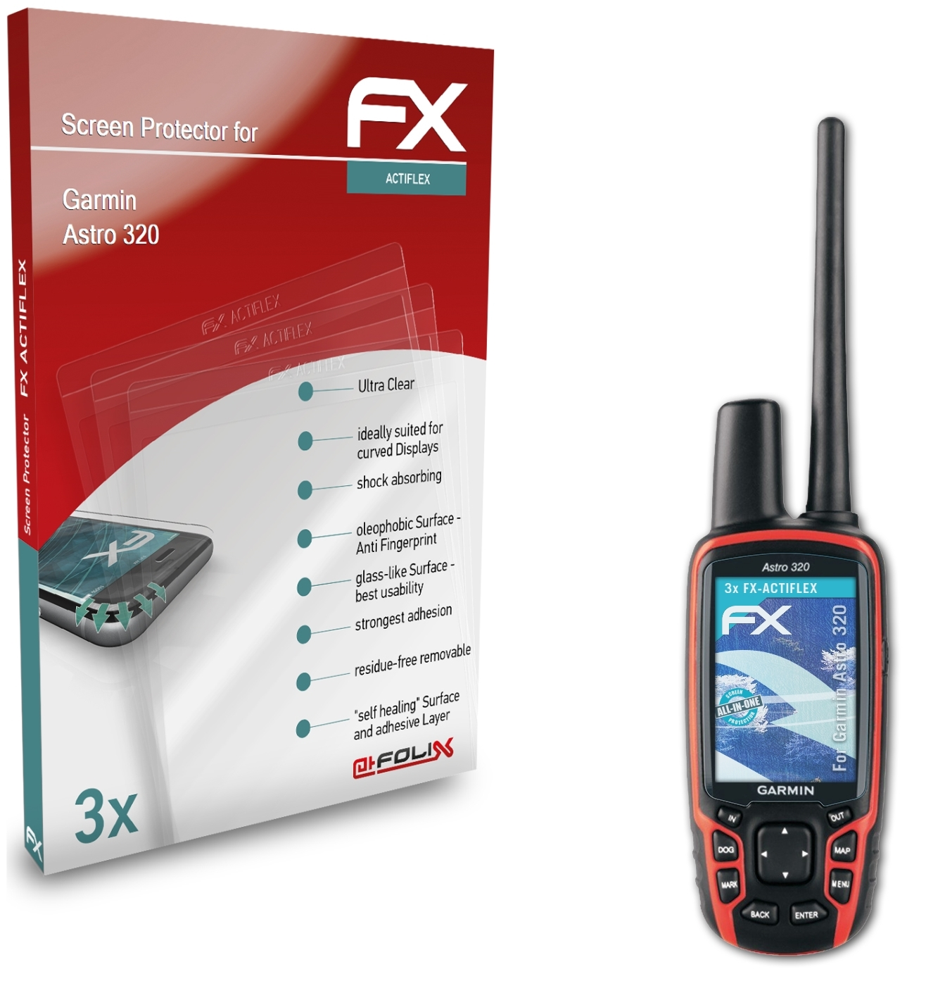 Garmin FX-ActiFleX 3x 320) Displayschutz(für Astro ATFOLIX