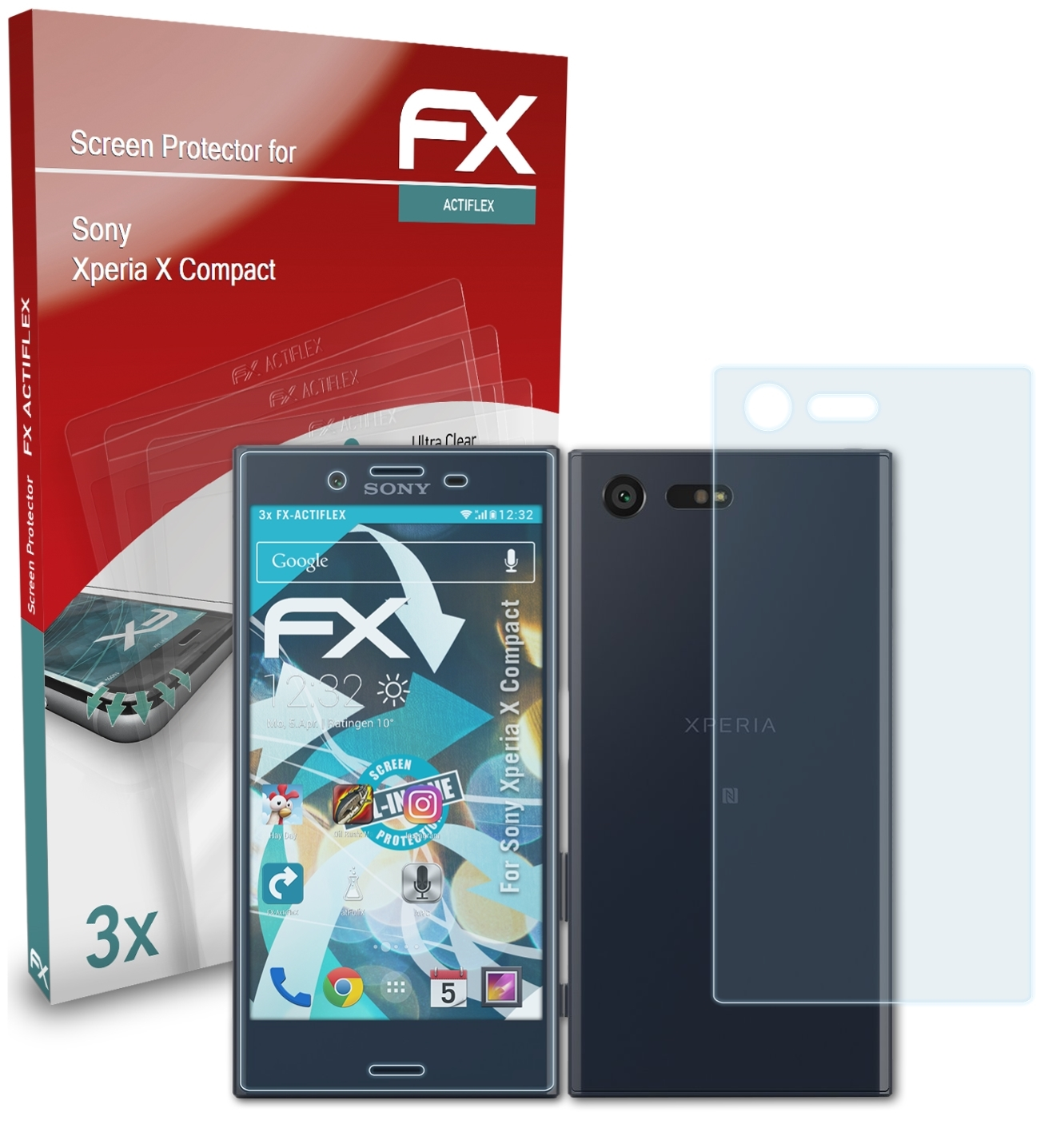 ATFOLIX 3x FX-ActiFleX Sony Xperia Displayschutz(für X Compact)
