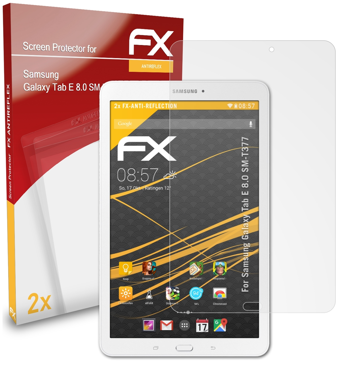 Galaxy Tab 8.0 E Displayschutz(für FX-Antireflex Samsung ATFOLIX 2x (SM-T377))