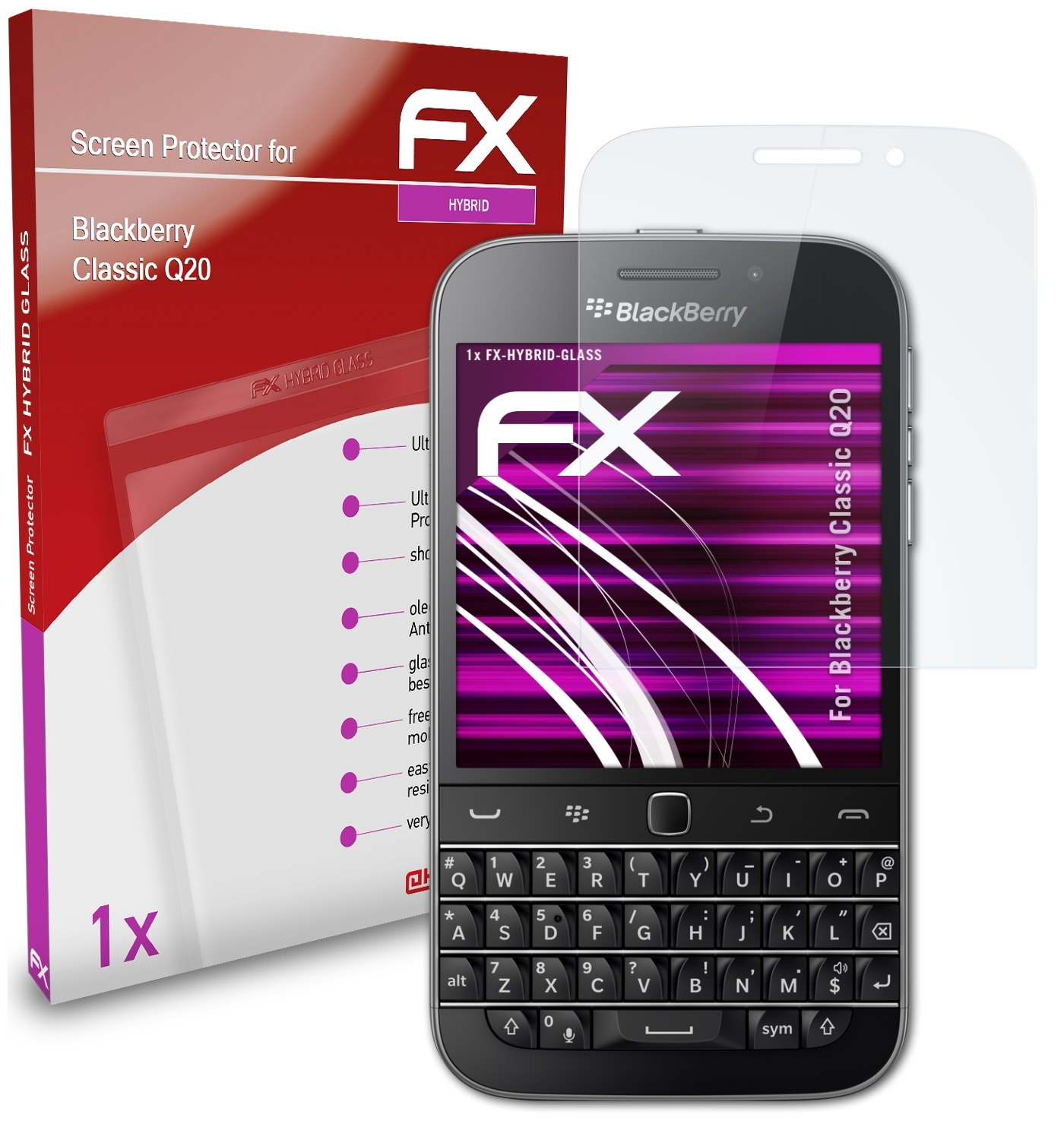 Blackberry Schutzglas(für FX-Hybrid-Glass (Q20)) Classic ATFOLIX
