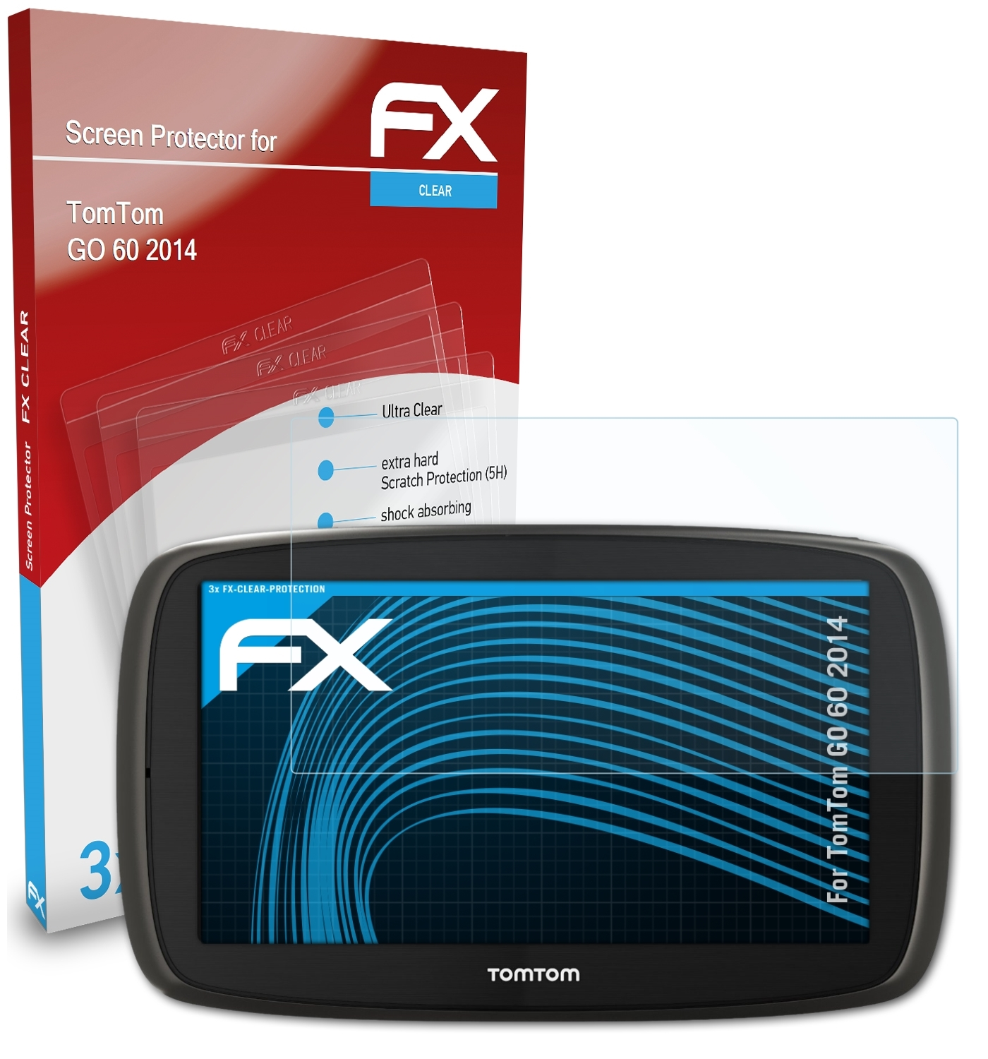 (2014)) FX-Clear 3x ATFOLIX GO 60 Displayschutz(für TomTom