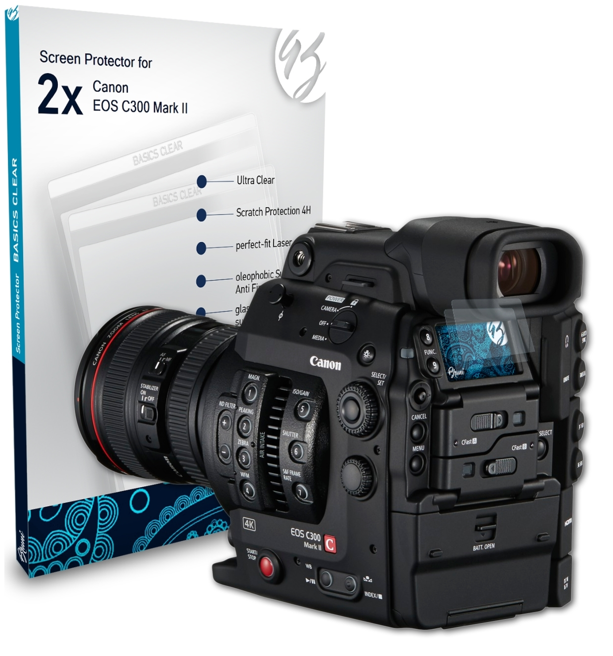 BRUNI 2x Basics-Clear Schutzfolie(für Mark EOS II) Canon C300