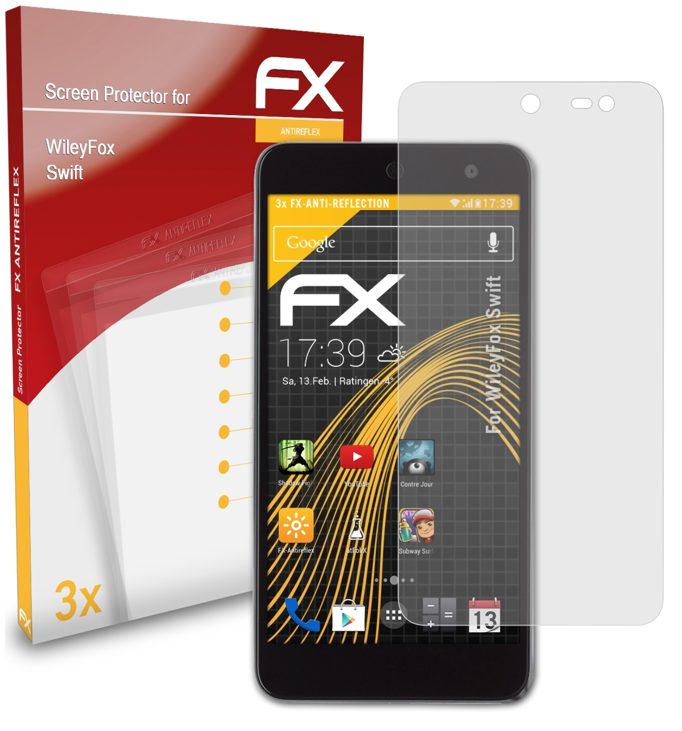 ATFOLIX 3x FX-Antireflex Displayschutz(für WileyFox Swift)
