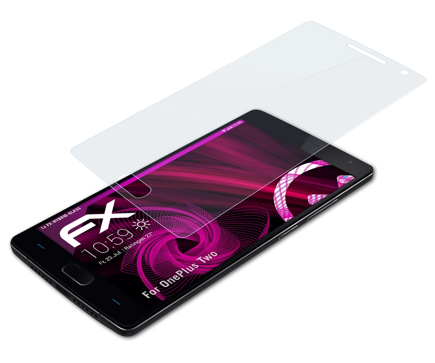 ATFOLIX Two) OnePlus Schutzglas(für FX-Hybrid-Glass