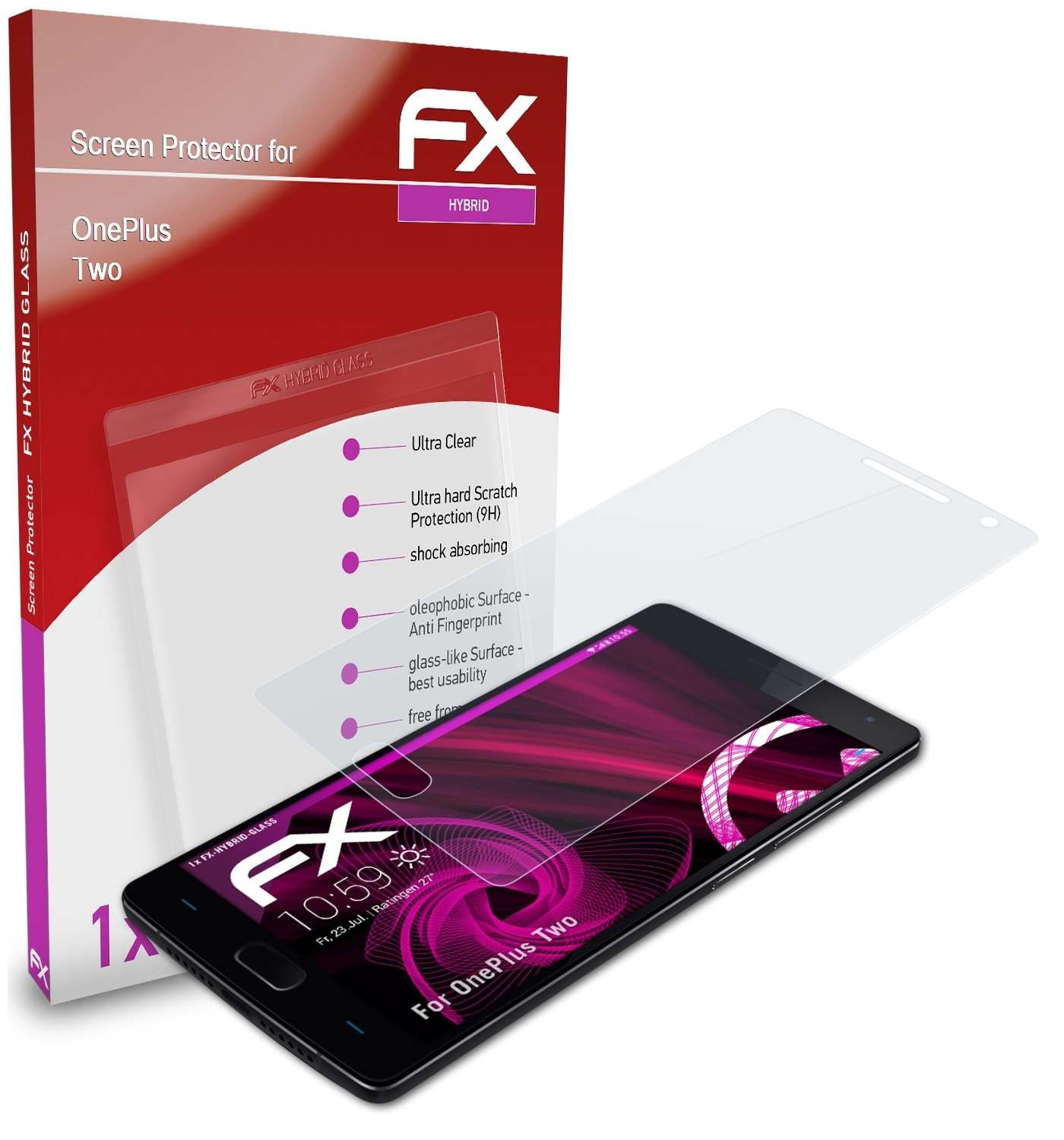 FX-Hybrid-Glass OnePlus ATFOLIX Schutzglas(für Two)