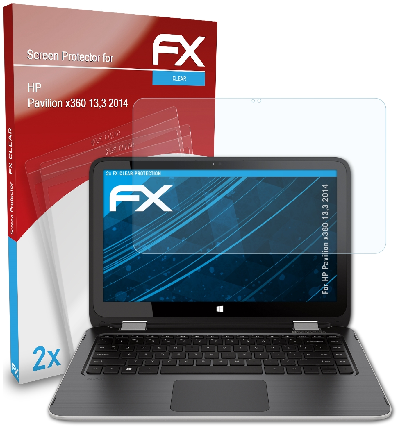 ATFOLIX 2x FX-Clear Pavilion Displayschutz(für HP x360 (2014)) 13,3