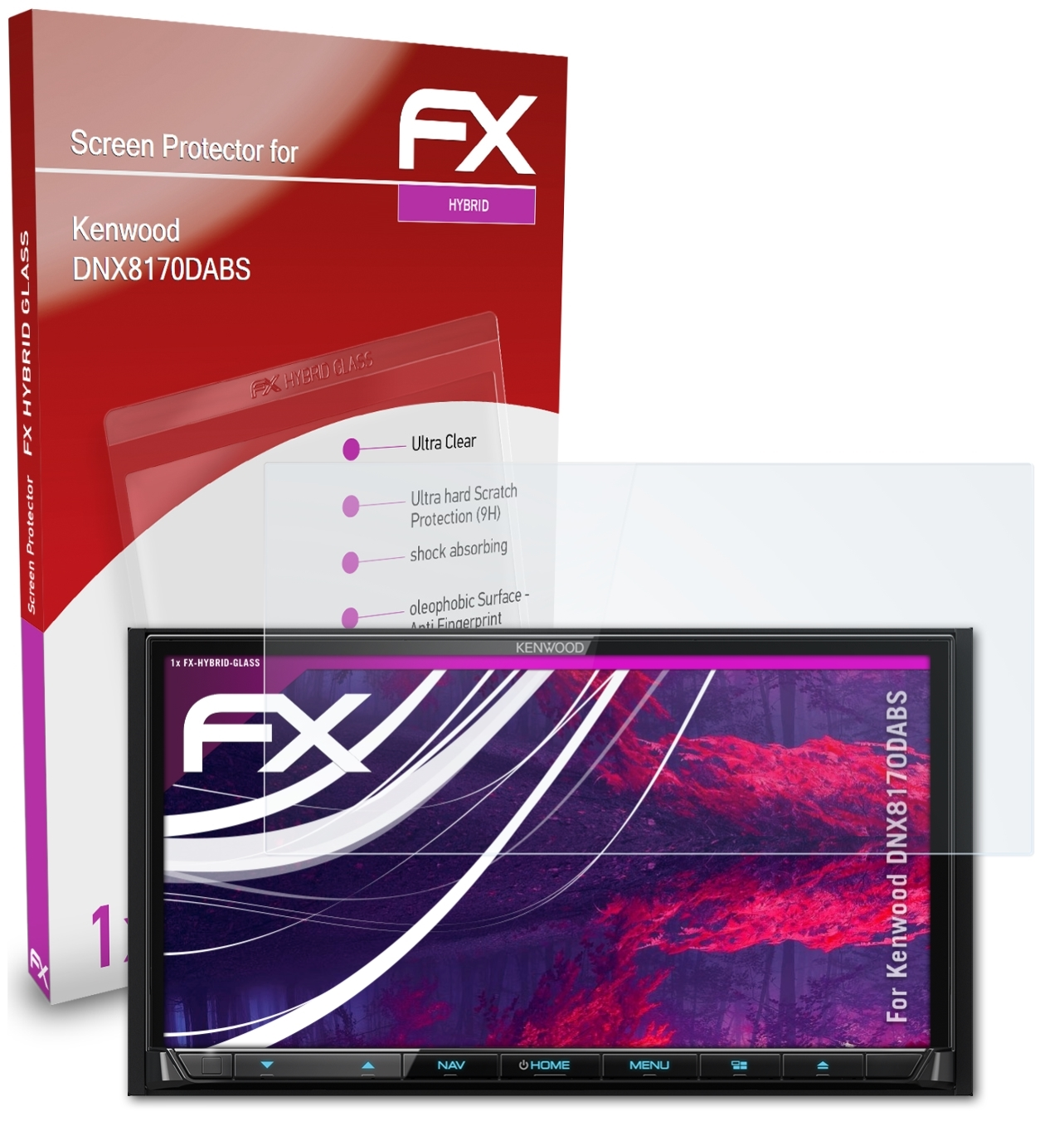 ATFOLIX FX-Hybrid-Glass Schutzglas(für Kenwood DNX8170DABS)