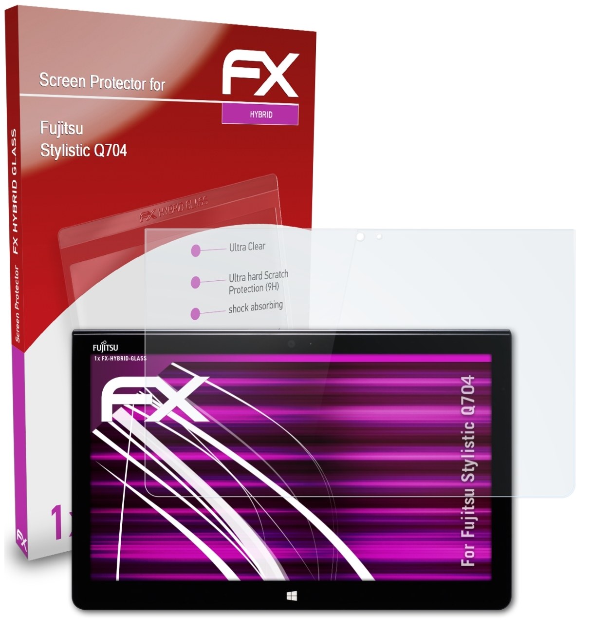 ATFOLIX FX-Hybrid-Glass Schutzglas(für Fujitsu Stylistic Q704)