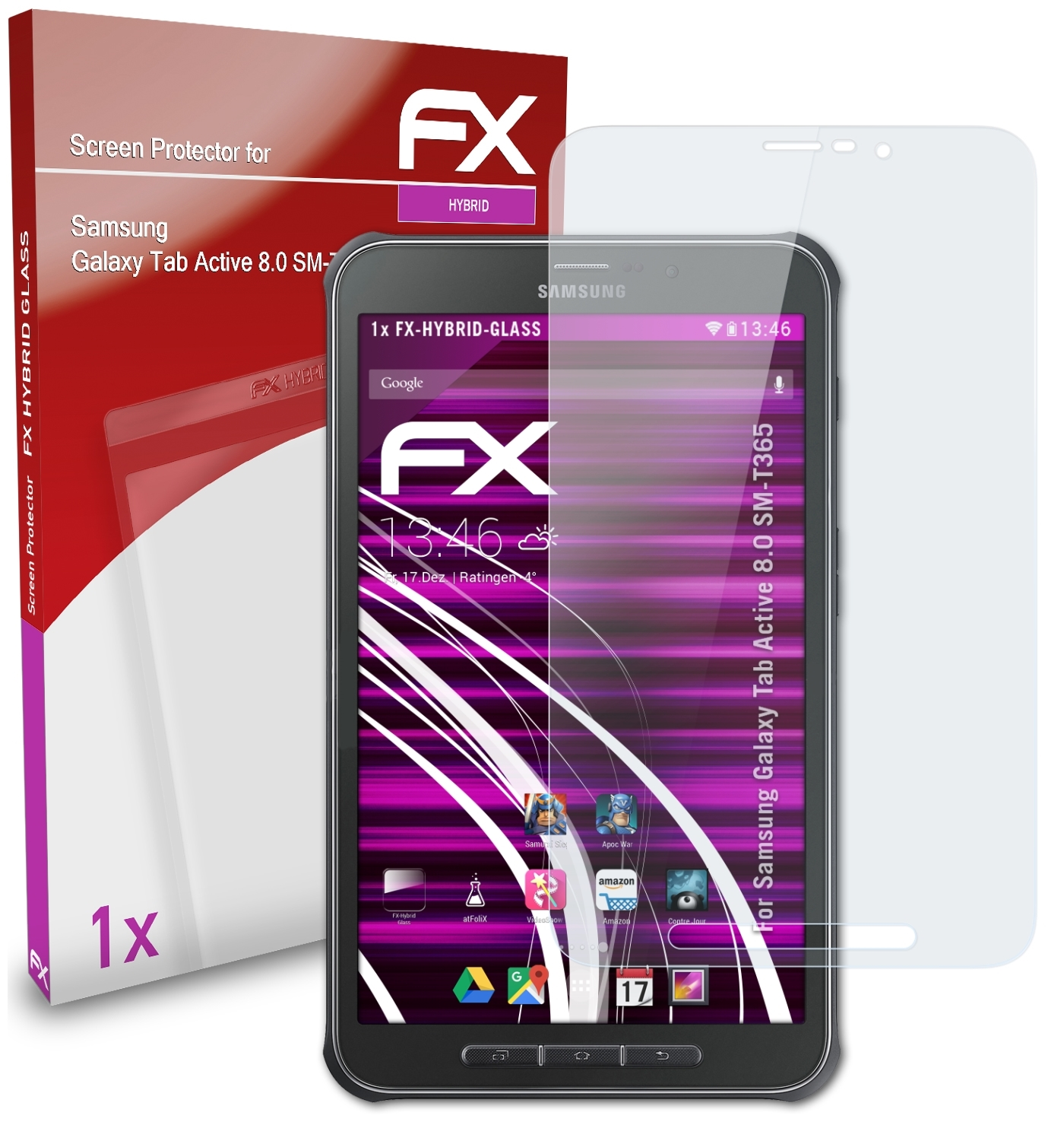 (SM-T365)) Galaxy Tab FX-Hybrid-Glass Active ATFOLIX 8.0 Schutzglas(für Samsung