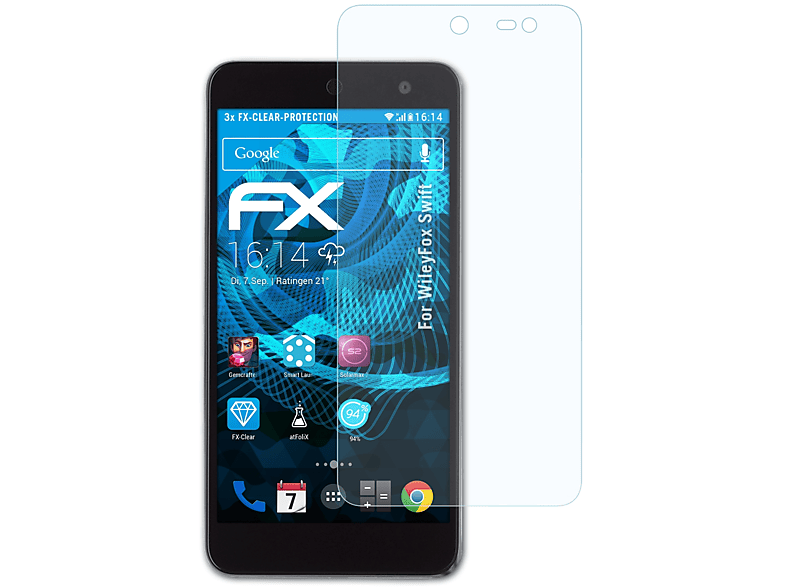 FX-Clear ATFOLIX 3x WileyFox Displayschutz(für Swift)