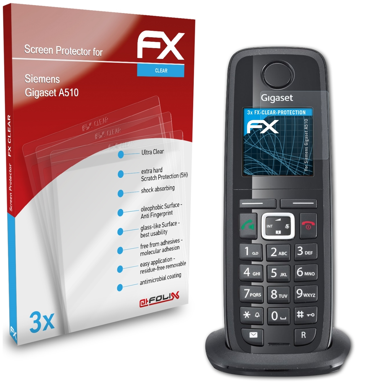 ATFOLIX 3x FX-Clear Displayschutz(für A510) Gigaset Siemens