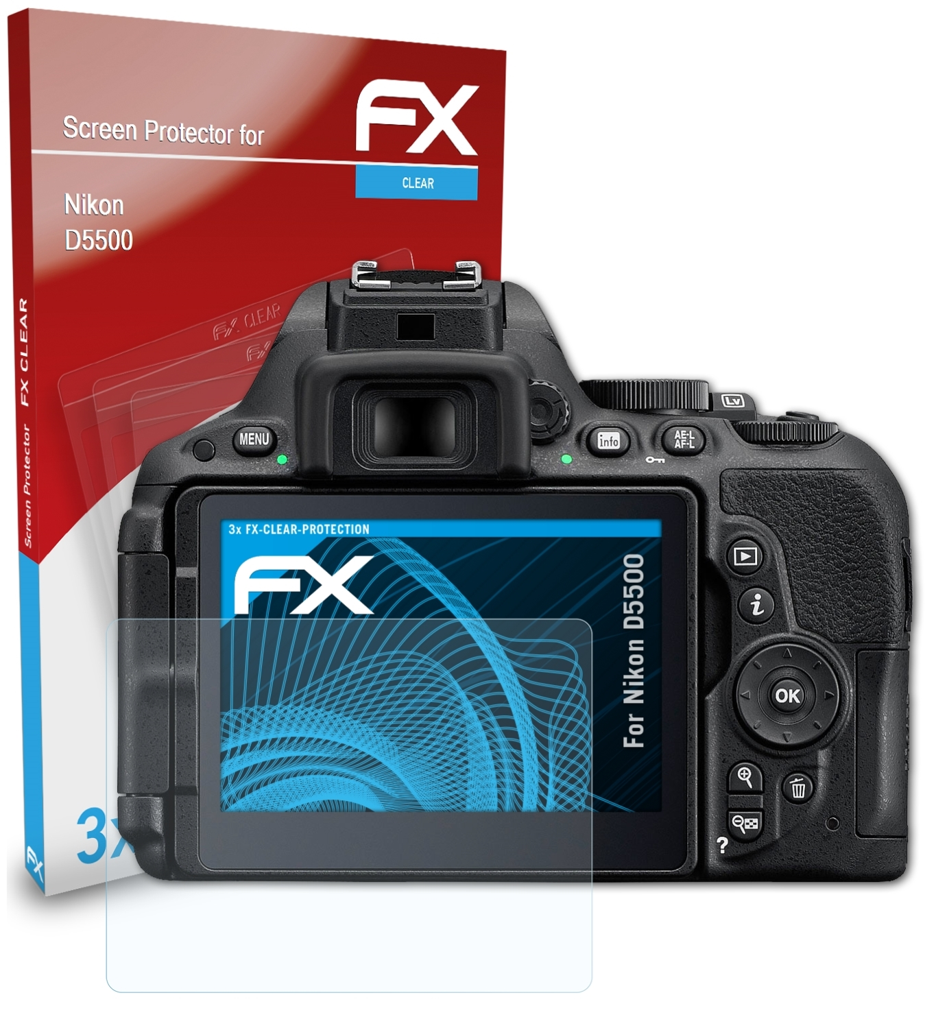 ATFOLIX 3x FX-Clear Displayschutz(für Nikon D5500)