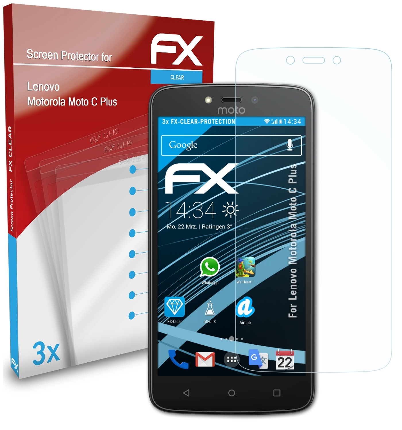 FX-Clear Moto Motorola 3x C Displayschutz(für ATFOLIX Plus) Lenovo