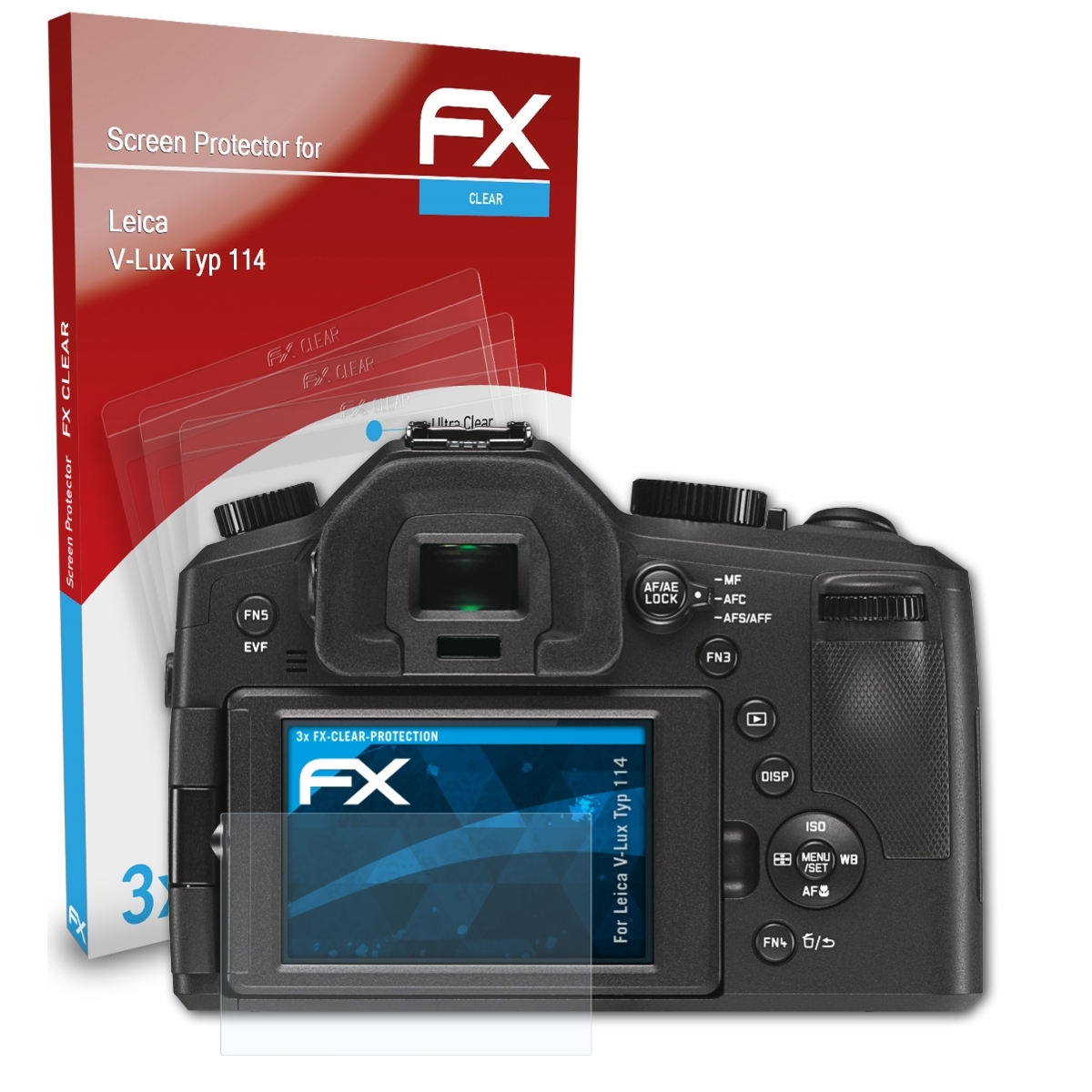 ATFOLIX 3x FX-Clear Displayschutz(für Leica V-Lux 114)) (Typ