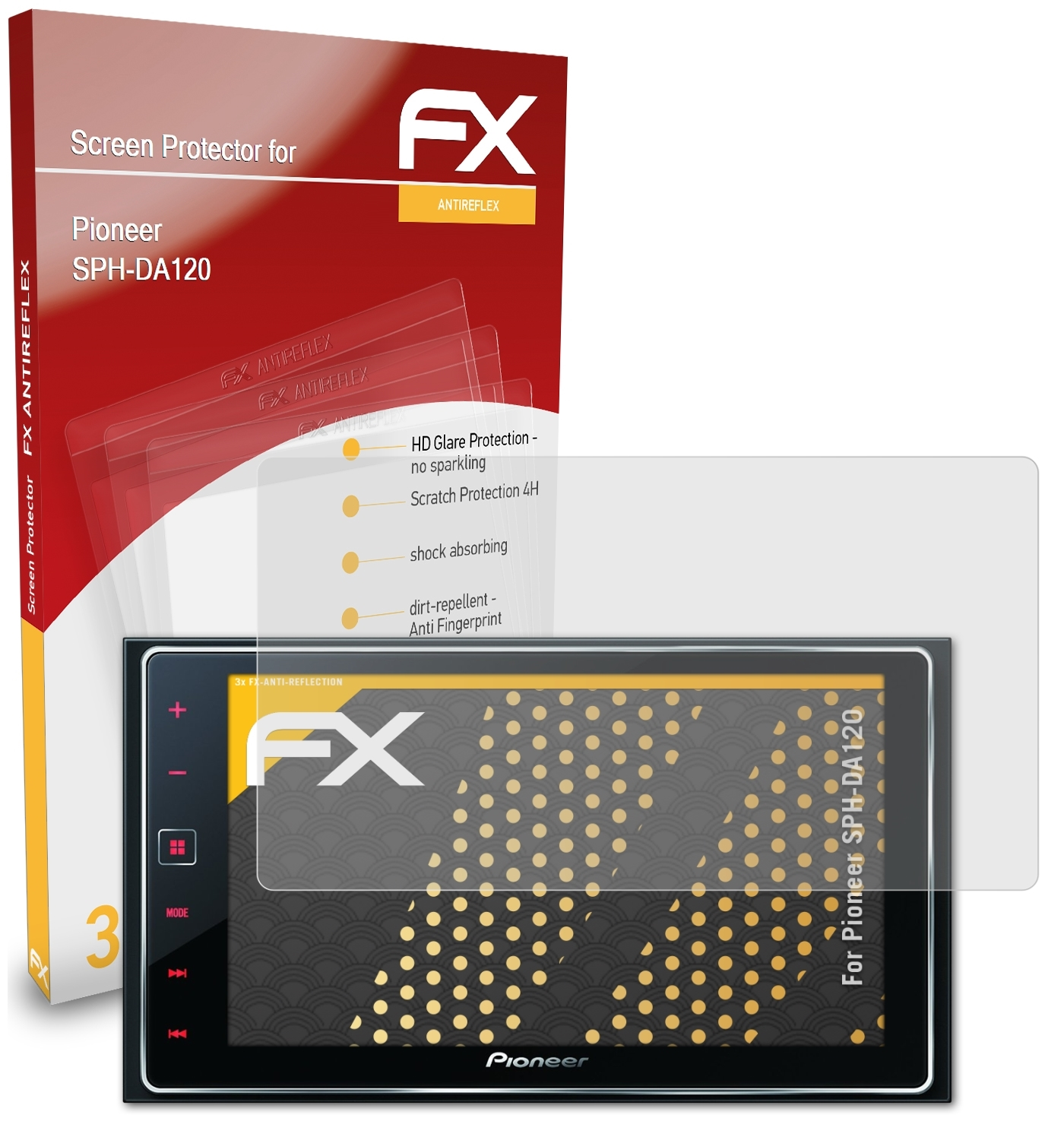 3x Pioneer FX-Antireflex SPH-DA120) ATFOLIX Displayschutz(für