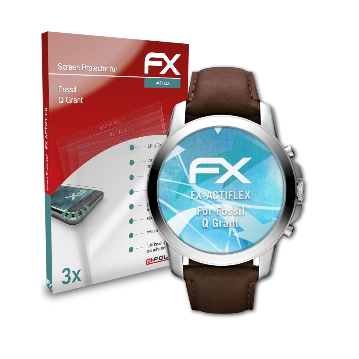 ATFOLIX 3x FX-ActiFleX Displayschutz(für Q Grant) Fossil