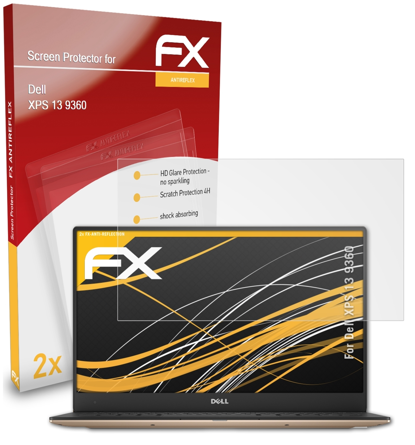 ATFOLIX 2x FX-Antireflex Displayschutz(für (9360)) XPS 13 Dell