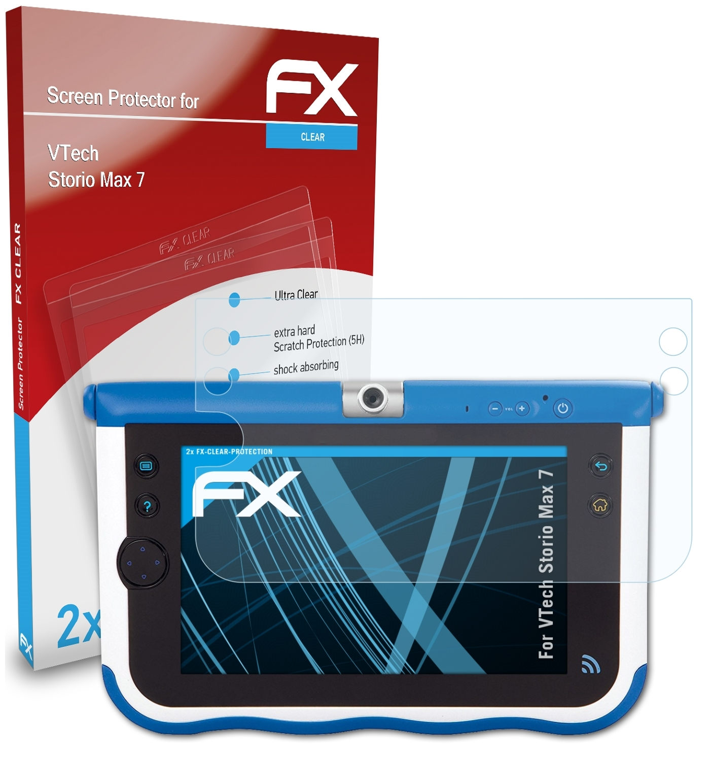 ATFOLIX 2x 7) Storio Max Displayschutz(für VTech FX-Clear