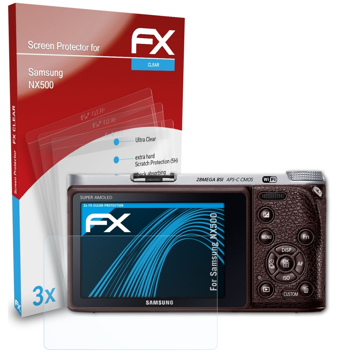 FX-Clear Samsung ATFOLIX NX500) 3x Displayschutz(für