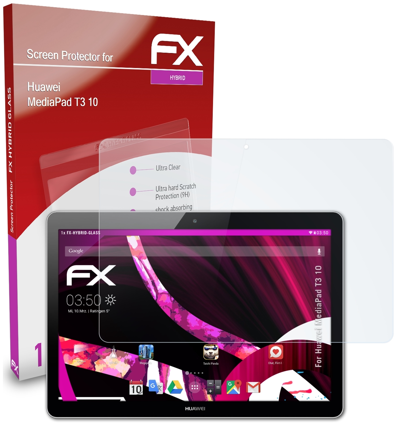MediaPad Schutzglas(für Huawei ATFOLIX 10) FX-Hybrid-Glass T3