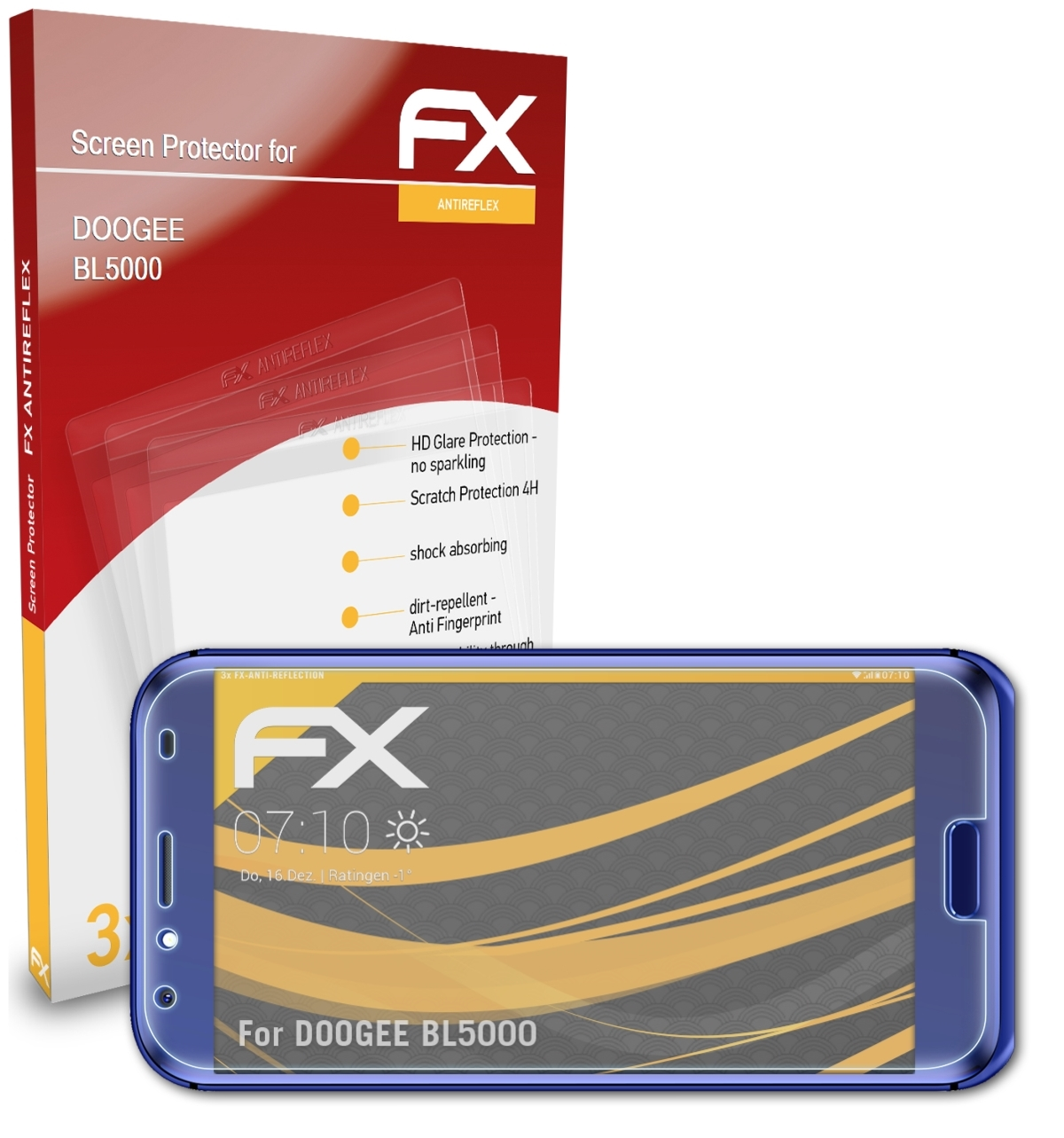 ATFOLIX 3x FX-Antireflex BL5000) Displayschutz(für Doogee