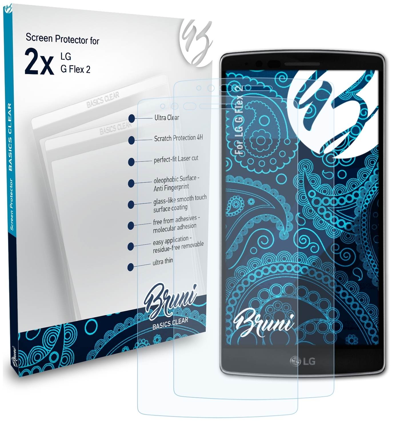 BRUNI 2x Basics-Clear Schutzfolie(für G LG 2) Flex